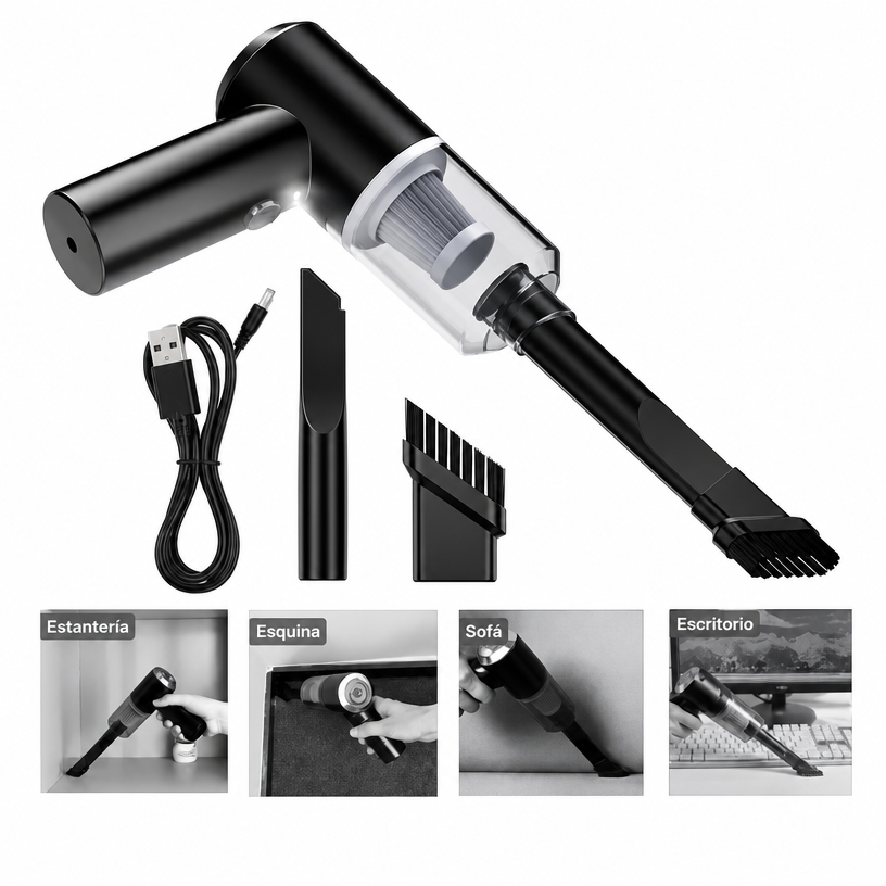 Aspiradora de Mano Inalámbrica Portátil — Recargable por USB