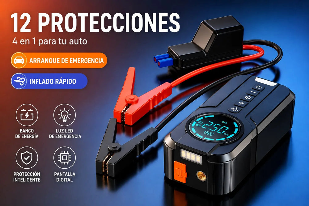 Compresor de Aire y Arrancador de Batería Portátil — Auxilio Vial