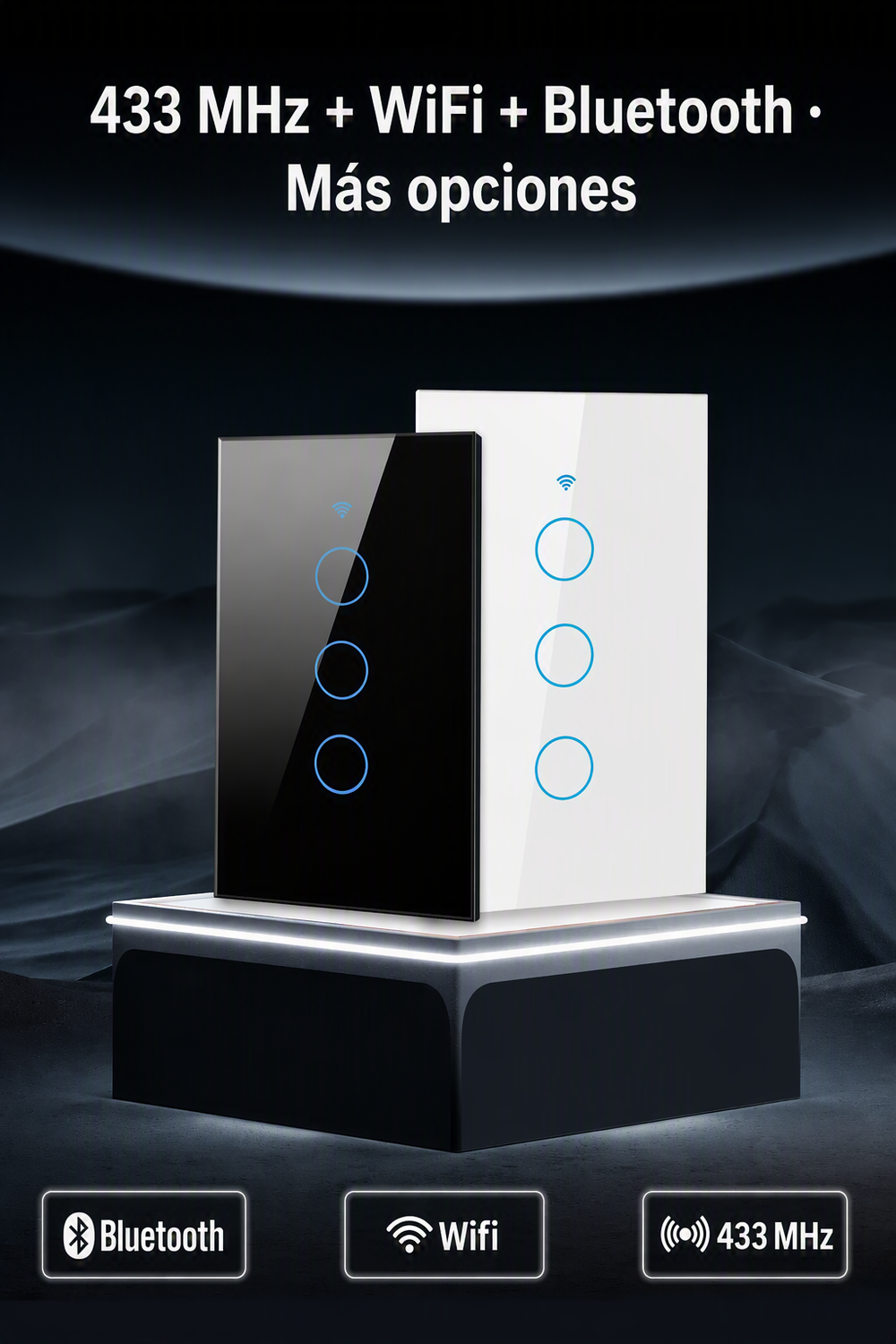 Interruptor Inteligente WiFi Doble — Táctil · Alexa y Google Home